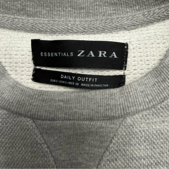 Zara Man Essentials Textured Crewneck Sweatshirt Grey S - Picture 4 of 8